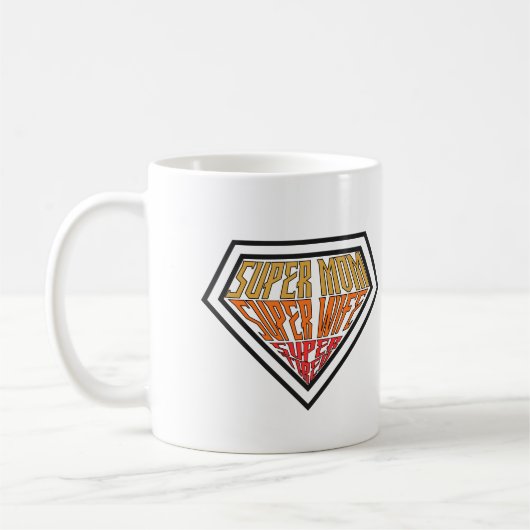 "Super Mom • Super Wife • Super Tired" Graphic Kaffeetasse (Links)