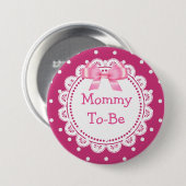Super Mommy to be Pink Dots Baby Shower Button (Vorne & Hinten)