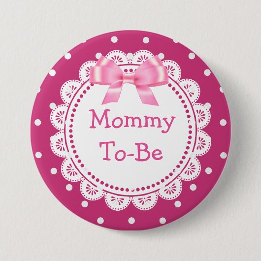 Super Mommy to be Pink Dots Baby Shower Button (Vorderseite)
