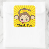 Super Monkey Face on Sunburst Background Danke Quadratischer Aufkleber (Tasche)