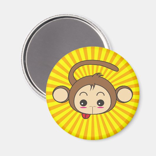 Super Monkey Gesicht auf Sunburst Hintergrund Magnet (Vorderseite/Rückseite)