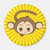 Super Monkey Gesicht auf Sunburst Hintergrund Magnet (Vorne)