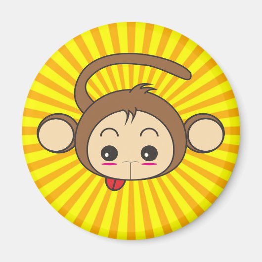 Super Monkey Gesicht auf Sunburst Hintergrund Magnet (Vorne)