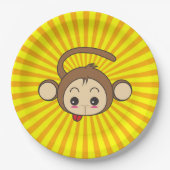 Super Monkey Gesicht auf Sunburst Hintergrund Pappteller (Vorderseite)