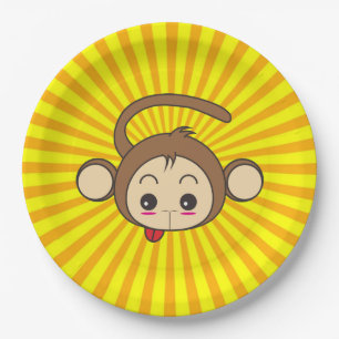 Super Monkey Gesicht auf Sunburst Hintergrund Pappteller