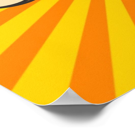 Super Monkey Gesicht auf Sunburst Hintergrund Poster (Ecke)