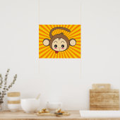 Super Monkey Gesicht auf Sunburst Hintergrund Poster (Küche)