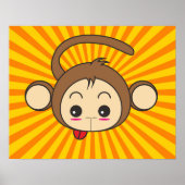 Super Monkey Gesicht auf Sunburst Hintergrund Poster (Vorne)