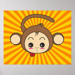 Super Monkey Gesicht auf Sunburst Hintergrund Poster