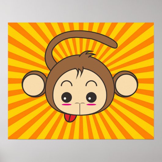 Super Monkey Gesicht auf Sunburst Hintergrund Poster (Vorne)