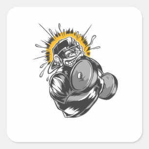 Super Monkey Gym Design wird zu Quadratischer Aufkleber