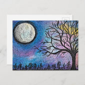Super Moon & Tree Landschaft Postkarte (Vorne/Hinten)