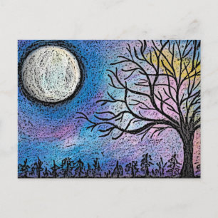 Super Moon & Tree Landschaft Postkarte