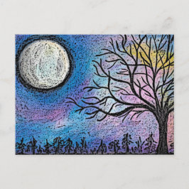 Super Moon & Tree Landschaft Postkarte