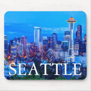 Super Moon über der Skyline von Seattle Mousepad
