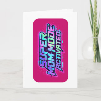 Super-Mutter-Modus aktiviert Retro-Glitch-Text Karte