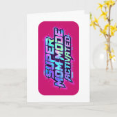 Super-Mutter-Modus aktiviert Retro-Glitch-Text Karte (Gelbe Blume)