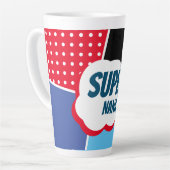 Super Nana Comic Cartoon mit Lila und blau Milchtasse (Linke Ecke)