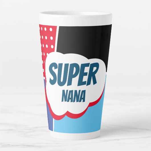 Super Nana Comic Cartoon mit Lila und blau Milchtasse (Vorderseite)