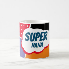 Super Nana Comic Cartoon mit Lila und Orange Kaffeetasse