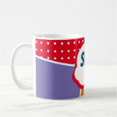 Super Nana Comic Cartoon mit Lila und Orange Kaffeetasse (Links)