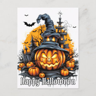 Super Nefarious Happy Halloween Pumpkin Postkarte