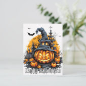 Super Nefarious Happy Halloween Pumpkin Postkarte (Stehend Vorderseite)