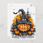 Super Nefarious Happy Halloween Pumpkin Postkarte (Vorne/Hinten)