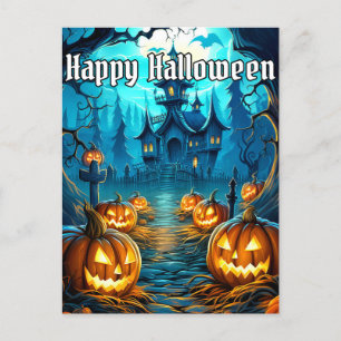 Super Nefarious Illuminous Halloween Pumpkins Postkarte