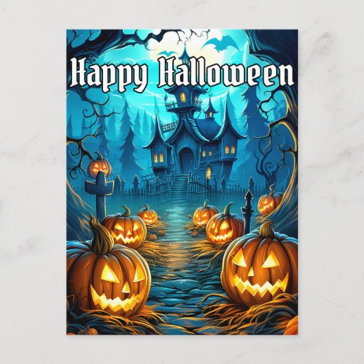 Super Nefarious Illuminous Halloween Pumpkins Postkarte (Vorderseite)