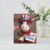 Super Niedlich Adorable Plush Donkey Abstimmung Postkarte (Stehend Vorderseite)