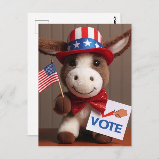 Super Niedlich Adorable Plush Donkey Abstimmung Postkarte (Vorne/Hinten)