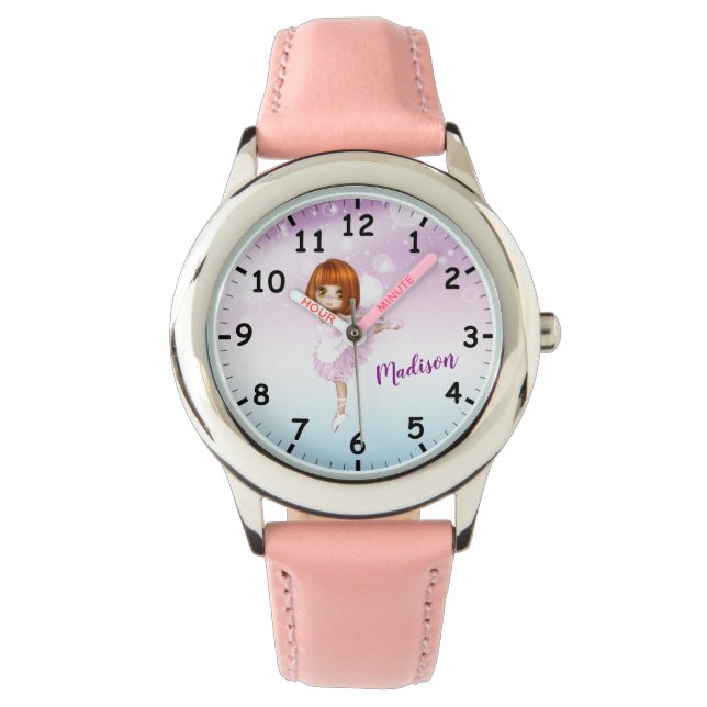 Super Niedlich Ballerina Personalisiert Kids Watch Armbanduhr (Vorderseite)