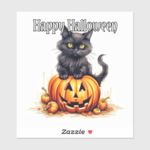 Super Niedlich Black Kitty Cat Frohe Halloween Aufkleber