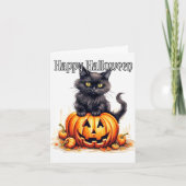 Super Niedlich Black Kitty Cat | Frohe Halloween Karte (Vorderseite)