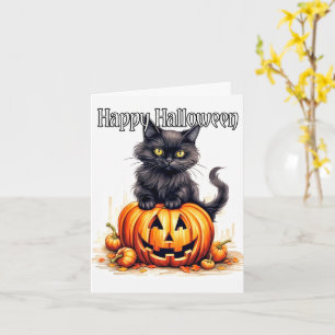 Super Niedlich Black Kitty Cat Frohe Halloween Karte
