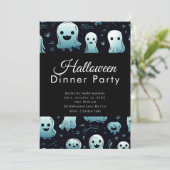 Super Niedlich Blue Ghosts Halloween Dinner Party Einladung (Stehend Vorderseite)