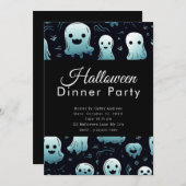 Super Niedlich Blue Ghosts Halloween Dinner Party Einladung (Vorne/Hinten)