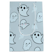 Super Niedlich Blue Ghosts Light Blue Halloween Mittlere Geschenktüte (Rückseite)