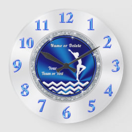 Super Niedlich Blue und White Gymnastics Clock Große Wanduhr
