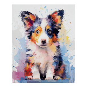 Super Niedlich Border Collie Dog Puppy 002 - Xeno  Poster