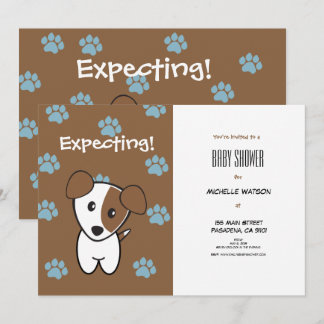 Super Niedlich Brown and Blue Terrier Baby Dusche Einladung