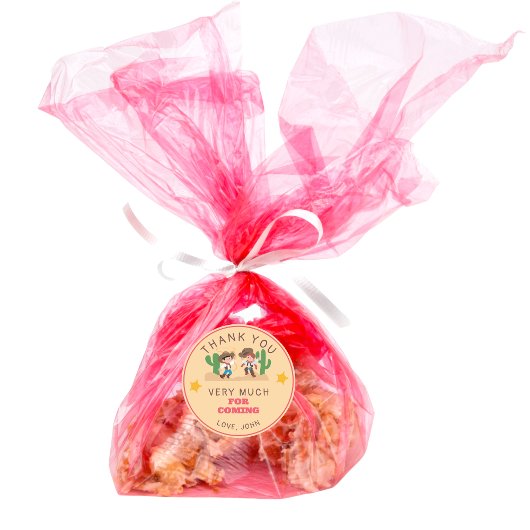 Super Niedlich Cowboy Cowgirl Geburtstag Danke Runder Aufkleber