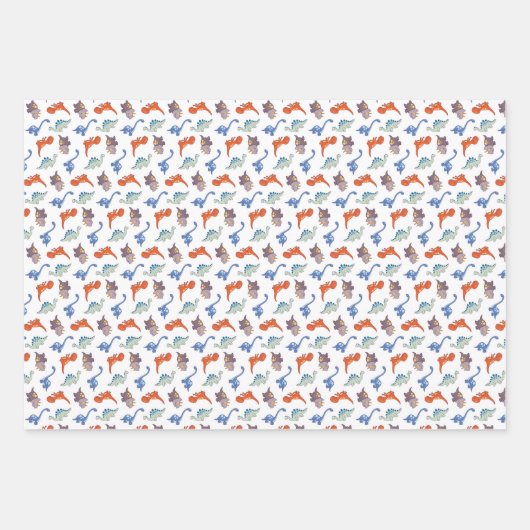 Super Niedlich Dinosaurier Geschenkpapier Set (Vorderseite 2)