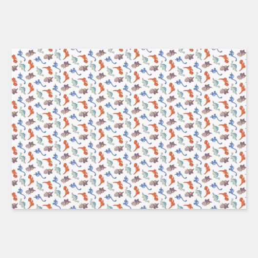 Super Niedlich Dinosaurier Geschenkpapier Set (Vorderseite)