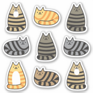 Super Niedlich gestreifte Tabby Cats Kawaii Aufkleber