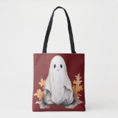 Super Niedlich Ghost Blätter Herbst Rotes Hallowee Tasche (Vorderseite)