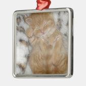 Super Niedlich Ginger Schlafkitten Silbernes Ornament (Links)