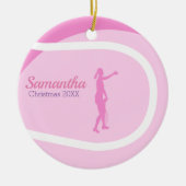 Super Niedlich Girly Pink Tennis Themed Holiday Ge Keramik Ornament (Vorne)