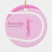 Super Niedlich Girly Pink Tennis Themed Holiday Ge Keramik Ornament (Hinten)